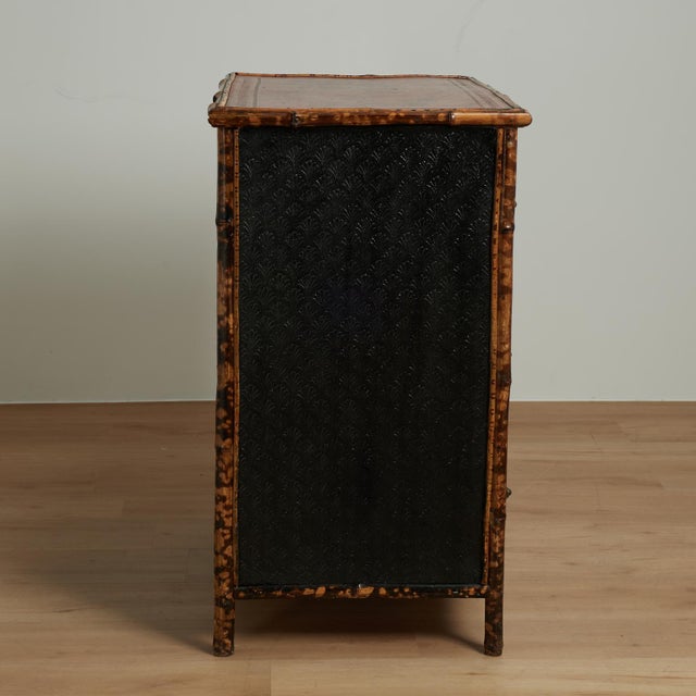 Antique English Bamboo Leather Top Faux Book Chest of Drawers For Sale - Image 17 of 18