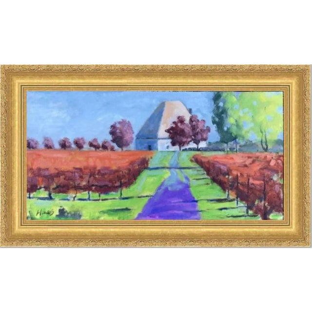 Orange Coastal Vineyards Landscape Oil Painting Fall Colors For Sale - Image 8 of 10