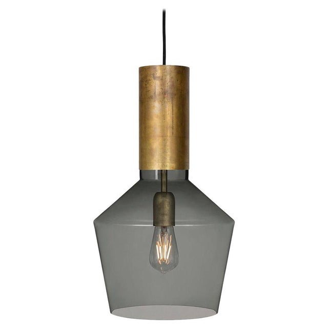 Metal Smoked Glass and Brass Fenomen Ceiling Lamp by Sabina Grubbeson for Konsthantverk For Sale - Image 7 of 7