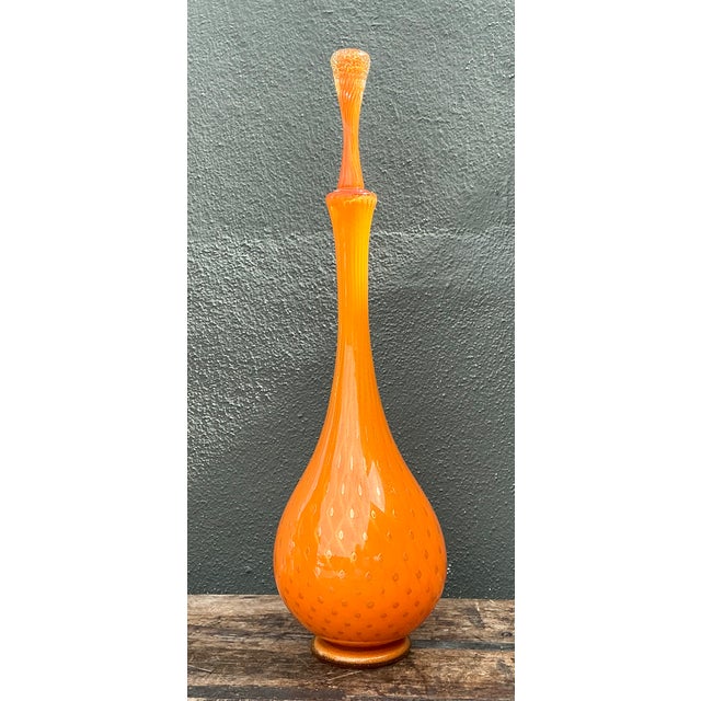 Vintage Murano Tall Orange Glass Decanter For Sale - Image 12 of 12