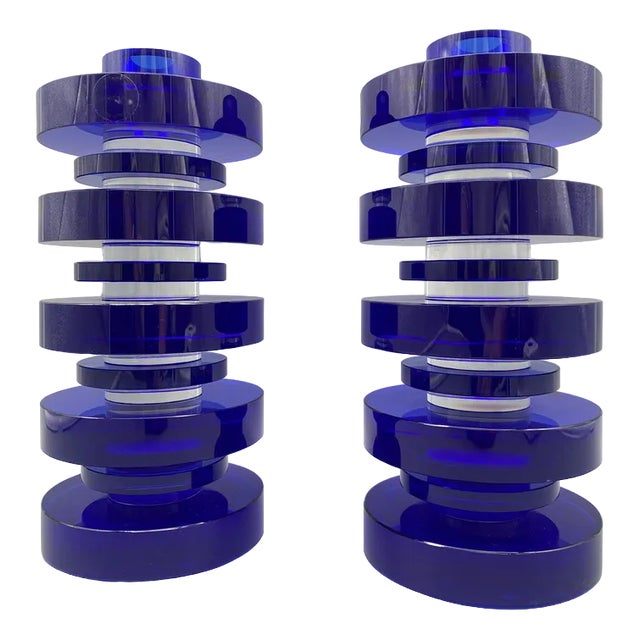 Crystal Glass Heliodor Candleholders by Arik Levy for Gaia & Gino, 2005, Set of 2 For Sale