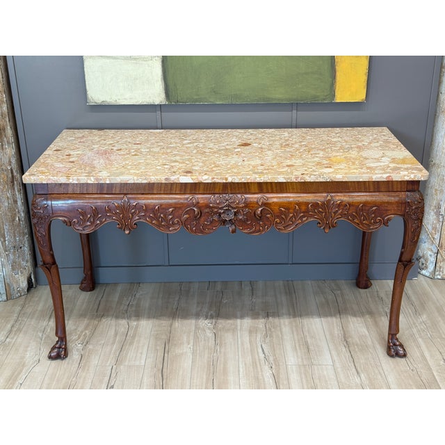 English Early 19th Century Irish Carved Mahogany Console Table With Marble Top For Sale - Image 3 of 8