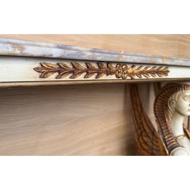 Wood 20th Century Swedish Empire Console in Carved, Polychrome and Gilded Wood For Sale - Image 7 of 11
