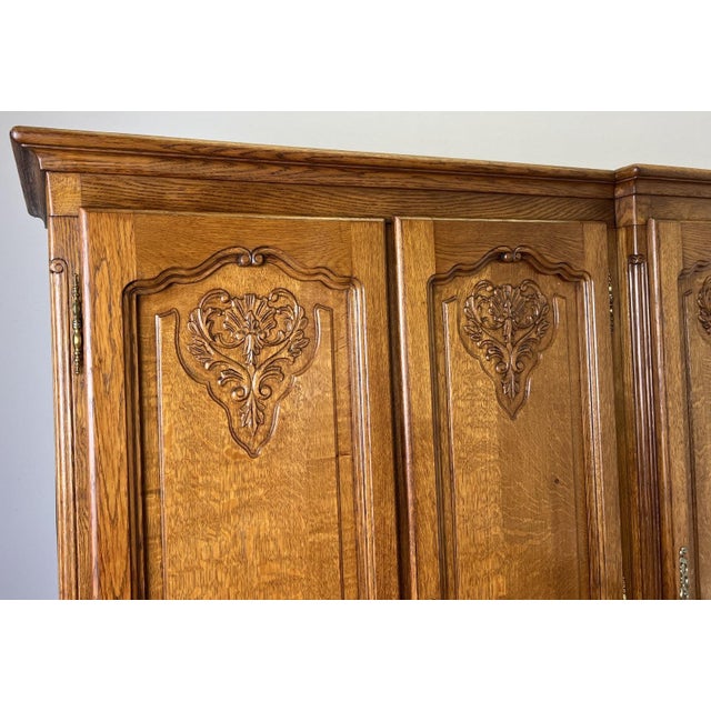 Vintage French Louis XVI Style Wardrobe in Oak For Sale - Image 4 of 14