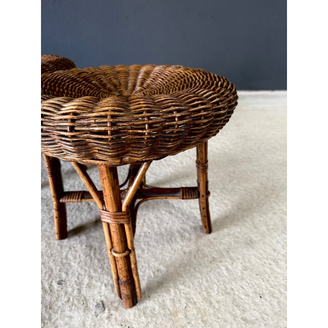 Low Bamboo and Rattan Ottomans, Italy, 1960s, Set of 2 For Sale - Image 18 of 18
