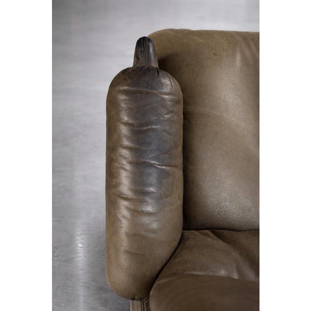 Mid-Century Modern German Brown Leather Lounge Swivel Chair from Musterring, 1960s For Sale - Image 14 of 18