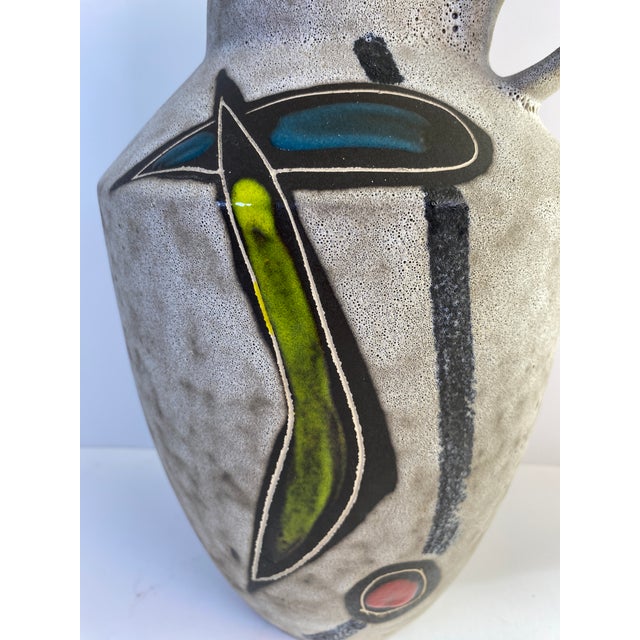 Large Mid-Century Modern West German Ceramic Vase, Abstract With Handle For Sale - Image 9 of 9