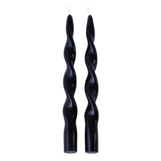 Lumière Twist Taper Candles, Set of 12 in Black, 10" For Sale