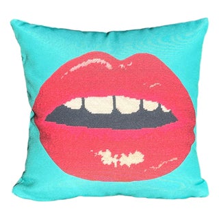 Outdoor Friendly Pop Art Lips Eco Canvas Pillow For Sale
