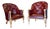Mid 20th Century Pair of Burgundy Tufted Leather Chairs For Sale