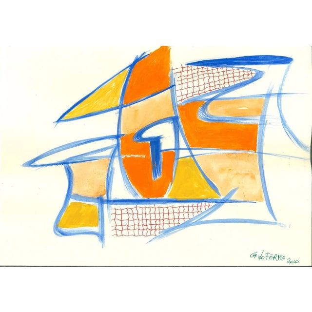 Blue Lines is an original artwork realized by Giorgio Lo Fermo (b. 1947) in 2020. Mixed media in tempera and watercolor on...