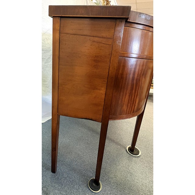 19th Century Sheraton Style Mahogany Bowfront Butler's Sideboard With Secretary Desk, Locks and Keys For Sale - Image 10 of 18