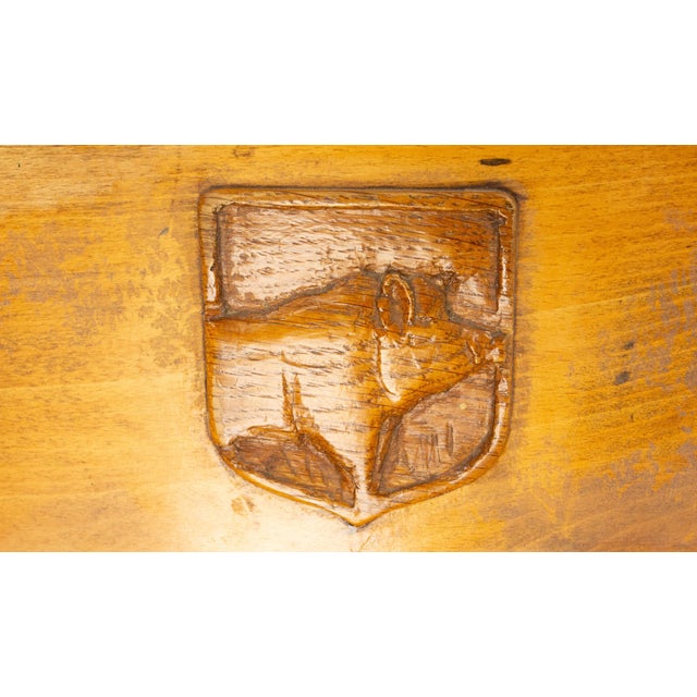 Solid Oak Chairs with Hunting Crests, France, 1960, Set of 4 For Sale - Image 15 of 18