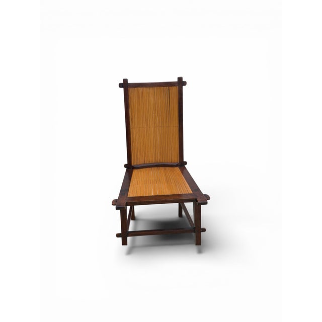 Rustic Javanese Vintage Wooden Dinning Chairs With Slatted Bamboo Back and Seat For Sale - Image 4 of 9