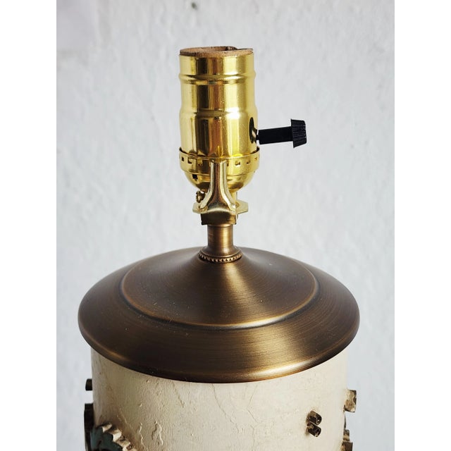 Wood Antique Wallpaper Roller Table Lamps - A Pair For Sale - Image 7 of 7