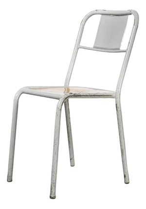 French Stacking Grey Dining Chair with Wooden Seat from Mullca, 1950s