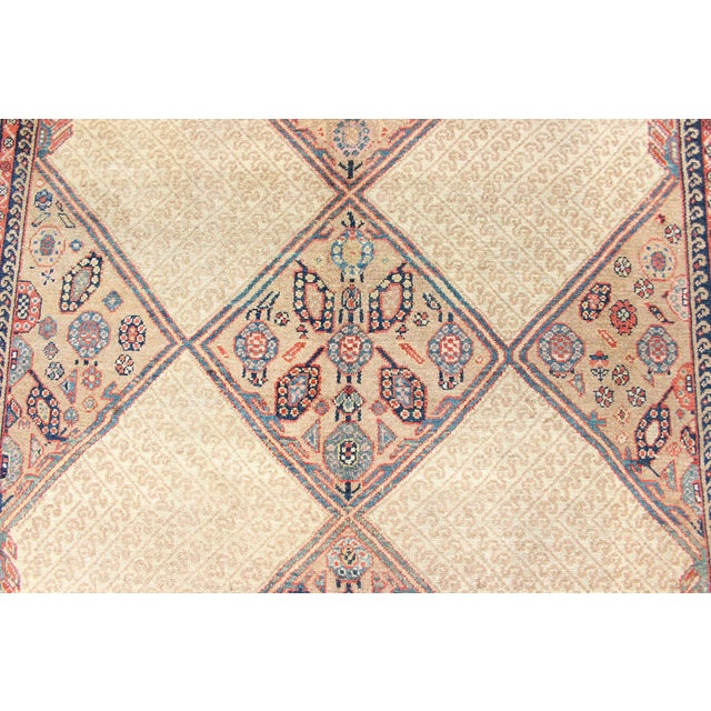 Textile Antique Persian Serab Gallery Runner With Camelhair Field and Geometric Motifs For Sale - Image 7 of 11
