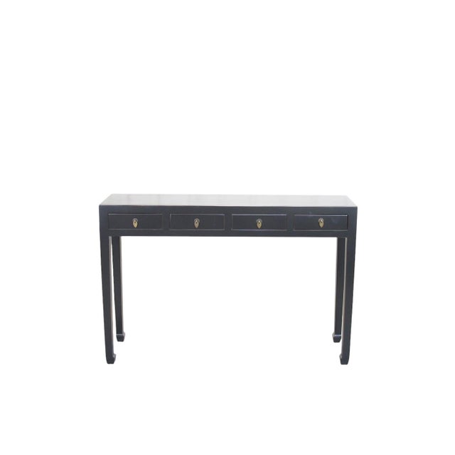 Chinese Vintage Elm 48" Long 4-Drawer Console Table For Sale - Image 3 of 9