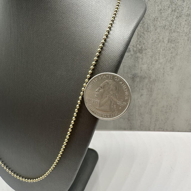 14kt Yellow Gold Ball Bead Chain – 18in, 1.85mm, New For Sale - Image 4 of 4