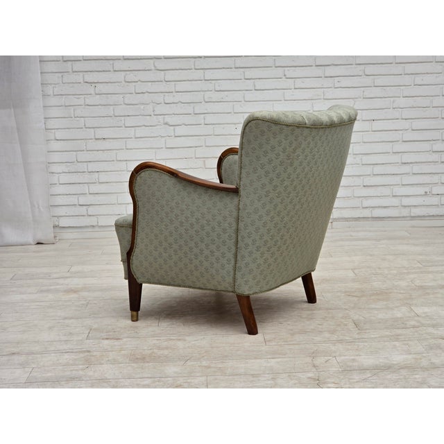 Danish Armchair in Light Blue Furniture Fabric and Beech Wood, 1960s For Sale - Image 12 of 15