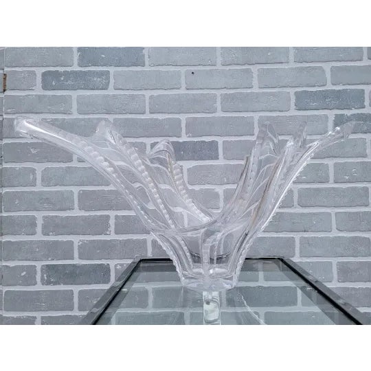 Transparent Mid Century French Cofrac Art Verrier Free Form Crystal Centerpiece For Sale - Image 8 of 8
