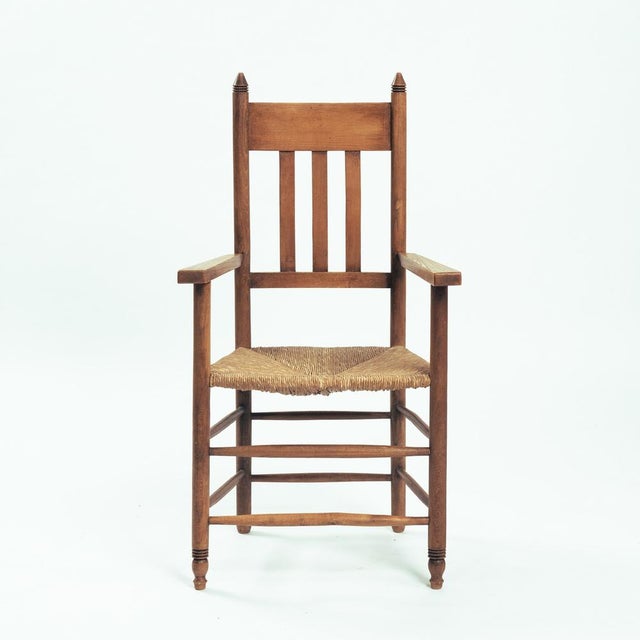 Art Deco Amsterdam School Side Armchair with Straw Seat, the Netherlands, 1930s For Sale - Image 18 of 18