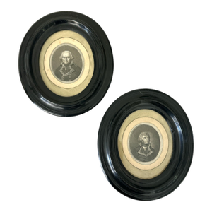 Early 19th Century Portrait Engravings of French Napoleonic Military Officers in Ebonized Frames - A Pair