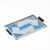 Art Deco Reverse Eglomise Blue & White Geometric Motif in Nickel & Bakelite Tray For Sale In New York - Image 6 of 12