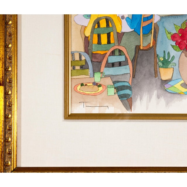 Paper Itzchak Tarkay "Full Table #4"—Original Watercolor & Mixed Media, 2005, Park West Coa For Sale - Image 7 of 8