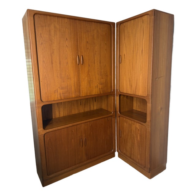 Drylund Mid Century Modern Danish Teak Bookcase Wall Unit, 2pc Located Near Sf, Ca For Sale