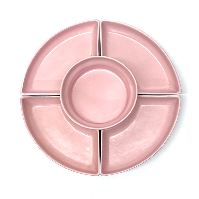 Pink Mid Century Modern Ceramic Serving Dishes - Set of 5 For Sale - Image 4 of 12