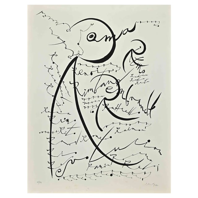 Rafael Alberti, Letter R, Original Lithograph, 1972 For Sale