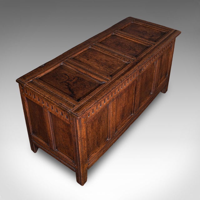 Wood Long Antique Coffer, English, Oak, Blanket Chest, Period Storage, William III For Sale - Image 7 of 10