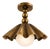 Handmade Brass Flower Flush Mount Light, Brass Ceiling Light, Vintage Floral Ceiling Fixture, Milk Glass Globe Lamp for Bedroom Hallway For Sale