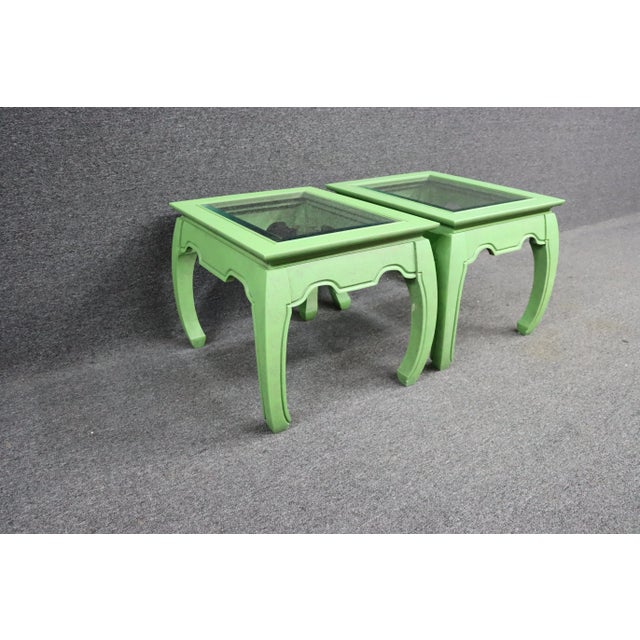 Chinoiserie Style Green Side Tables For Sale - Image 4 of 9