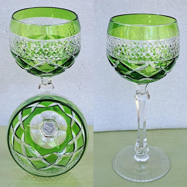 1950s Beyer Bleikristall Lead Crystal Hand Cut to Clear Hock Wine