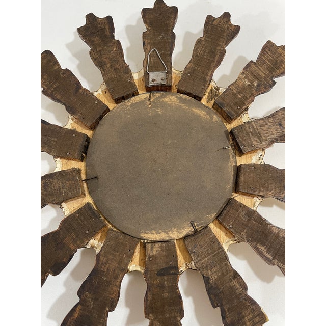 Mid 20th Century 12" French Giltwood Sunburst Mirror With Mirror Inlays For Sale - Image 11 of 17