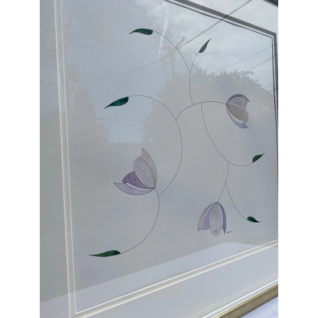 Contemporary "Blossoms" Contemporary Original Watercolor Painting on Paper, Framed For Sale - Image 3 of 8