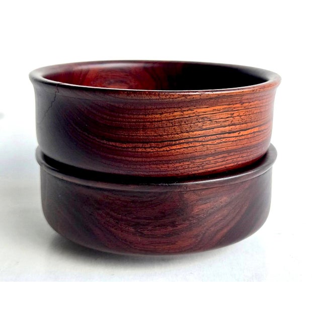 Coffee Vintage Hand Turned Brazilian Rosewood Catchall/Trinket Bowls, a Pair For Sale - Image 8 of 10