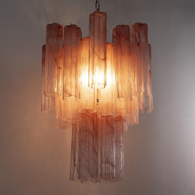 Mid-Century Modern Italian Chandelier in Pink Murano Glass, 1980s For Sale - Image 3 of 11