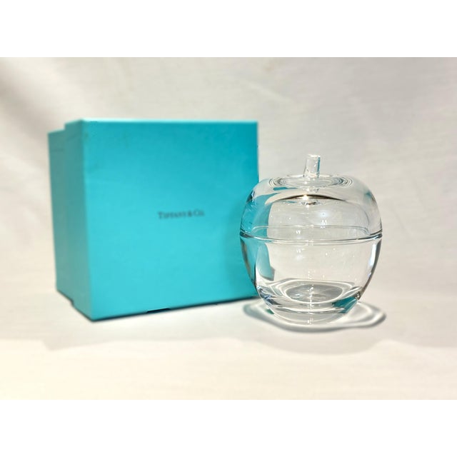 Authentic Tiffany & Co. crystal trinket jar in the classic, highly collectible apple shape. This beautiful heavy crystal...