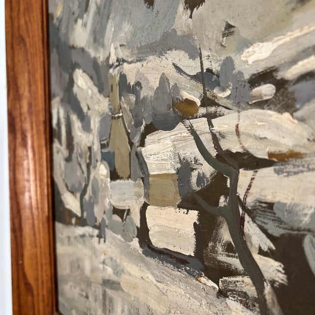1950s Mid-Century Oil Painting Village in the Mountains by Wilhelm Kaufman For Sale - Image 5 of 11