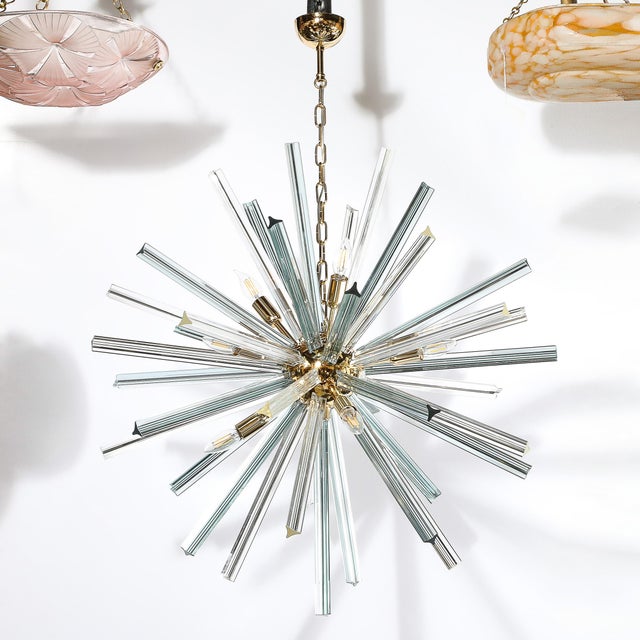 Modernist Hand-Blown Murano Smoked Aquamarine Camer Glass Sputnik Chandelier For Sale - Image 10 of 12