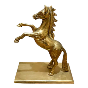 Vintage 1970s Rearing Horse Brass Statue