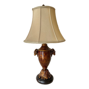 Vintage Urn Shaped Lamp With Rams Head Handles With Shade by Bradburn Gallery
