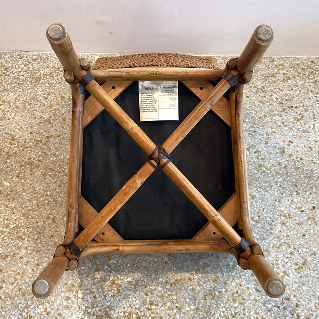 Tan Vintage Coastal Style Rattan & Rawhide Dining Chairs by Palecek - Set of 4 For Sale - Image 8 of 17