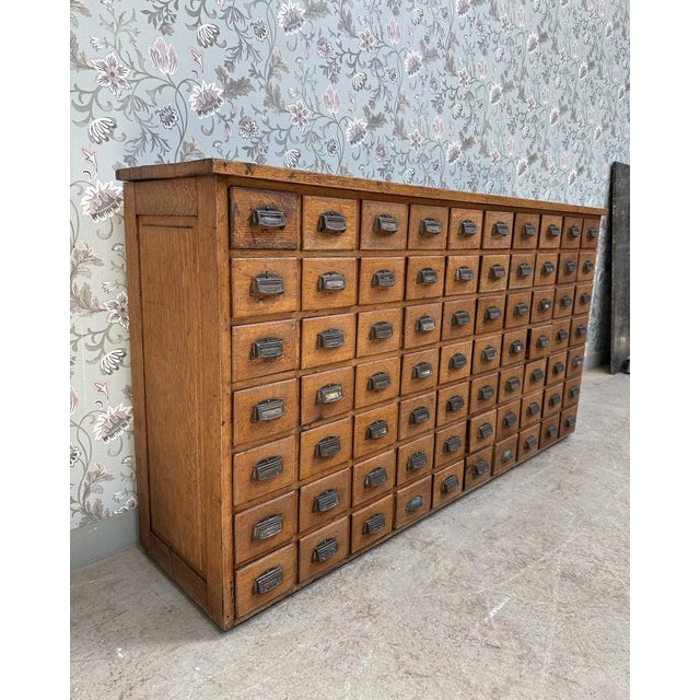 Brown Oak Workshop Cabinet with Drawers, 1920s For Sale - Image 8 of 12