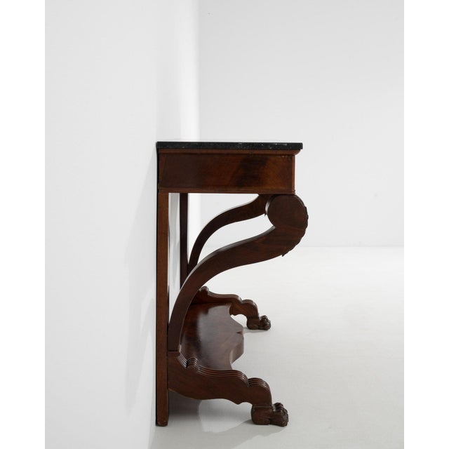 19th Century France Brown Wood Console Table For Sale - Image 4 of 11