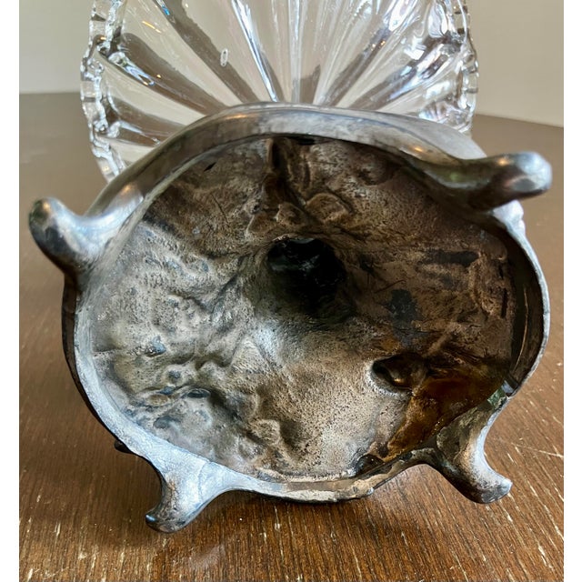 Antique Art Nouveau Figural Floral Spelter and Scalloped Glass Centerpiece Tazza For Sale - Image 16 of 17