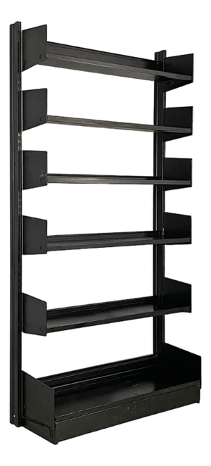 Italian Modern Bookcase in Black Metal with Adjustable Shelves, 1980s